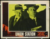 3b666 UNION STATION LC #5 '50 great close up of William Holden w/gun & Barry Fitzgerald, film noir!