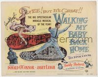 3b237 WALKING MY BABY BACK HOME signed TC '53 by sexy Janet Leigh, art dancing with Donald O'Connor!