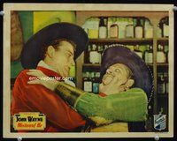 3b682 WESTWARD HO lobby card '35 great super close up of John Wayne struggling with bad guy in bar!