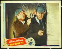 3b692 WHO DONE IT movie lobby card '42 great close image of detectives Bud Abbott & Lou Costello!