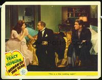 3b698 WOMAN OF THE YEAR LC '42 Spencer Tracy & Katharine Hepburn are not alone on wedding night!