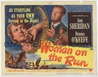 3b247 WOMAN ON THE RUN TC '50 Ann Sheridan, Dennis O'Keefe, film noir, cool rollercoaster art!