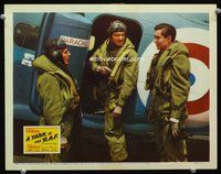 3b707 YANK IN THE R.A.F. lobby card '41 American pilot Tyrone Power in uniform by British airplane!