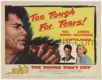 3b251 YOUNG DON'T CRY TC '57 giant close up & smiling portrait of Sal Mineo, too tough for tears!