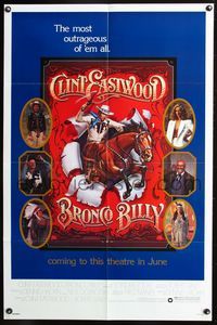 3d112 BRONCO BILLY advance one-sheet movie poster '80 Clint Eastwood, art by Roger Huyssen!