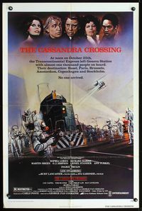 3d129 CASSANDRA CROSSING signed 1sh '77 by Martin Sheen, Sophia Loren, Richard Harris, Ava Gardner!