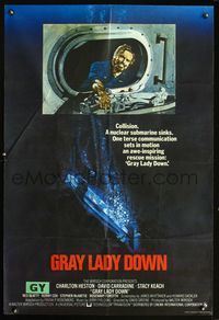 3d343 GRAY LADY DOWN English one-sheet '78 Charlton Heston, David Carradine, Stacy Keach, cool art!