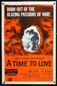 3g886 TIME TO LOVE & A TIME TO DIE one-sheet movie poster '58 A Time To Love, wild war artwork!