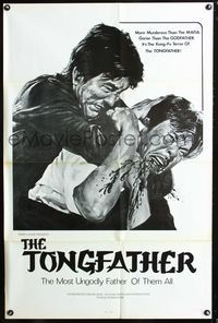 3g892 TONGFATHER one-sheet poster '74 cool title & art, it's the Kung-Fu Terror of the TONGFATHER!