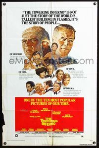 3g896 TOWERING INFERNO style B one-sheet R76 cool art of Steve McQueen, Paul Newman, William Holden