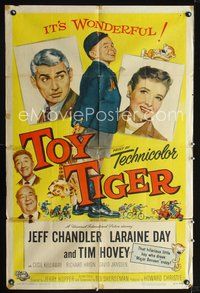 3g897 TOY TIGER one-sheet '56 Jeff Chandler, Laraine Day, Tim Hovey has the world by the heart!