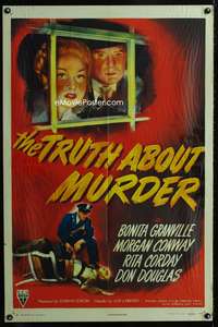 3g912 TRUTH ABOUT MURDER style A 1sheet '46 cool film noir art of Bonita Granville & Morgan Conway!