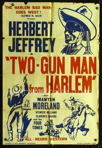 3g915 TWO GUN MAN FROM HARLEM one-sheet R1940s Herb Jeffries, Mantan Moreland, all black western!