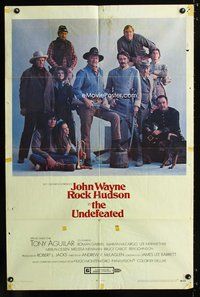 3g919 UNDEFEATED style A one-sheet poster '69 cool image of Civil War John Wayne & Rock Hudson!