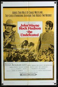 3g920 UNDEFEATED style B 1sh '69 John Wayne & Rock Hudson lived an adventure that rocked 2 nations!