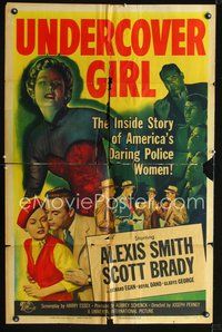 3g922 UNDERCOVER GIRL one-sheet movie poster '50 Alexis Smith, Scott Brady