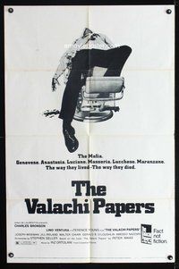 3g929 VALACHI PAPERS one-sheet poster '72 Charles Bronson in the mob, gruesome mafia murder image!