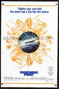 3g933 VANISHING POINT one-sheet '71 car chase cult classic, you never had a trip like this before!