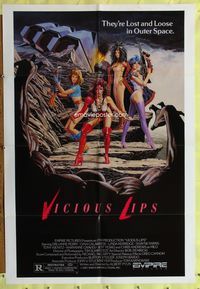 3g934 VICIOUS LIPS one-sheet poster '87 Albert Pyun, Dru-Anne Perry, sexy babes in space sci-fi art!