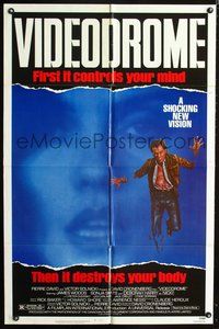 3g935 VIDEODROME one-sheet movie poster '83 David Cronenberg, James Woods, Debbie Harry, sci-fi!