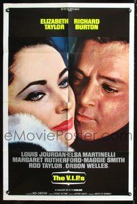 3g928 V.I.P.S int'l one-sheet poster '63 great close up of sexy Elizabeth Taylor & Richard Burton!