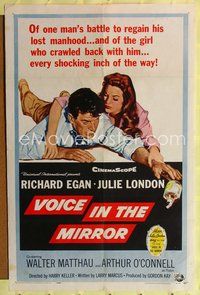 3g937 VOICE IN THE MIRROR 1sh '58 alcoholic Richard Egan & his long-suffering supportive sexy wife!