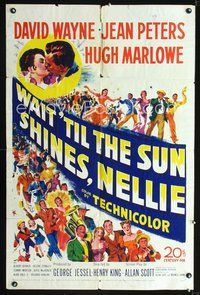 3g940 WAIT 'TIL THE SUN SHINES, NELLIE one-sheet '52 David Wayne, Jean Peters, cool parade art!