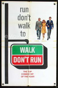 3g942 WALK DON'T RUN style B teaser 1sh '66 Cary Grant, Samantha Eggar, Hutton, cool title design!