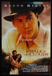 3g943 WALK IN THE CLOUDS advance; ds one-sheet poster '95 giant image of Keanu Reeves w/fedora!