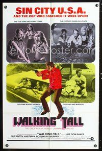 3g944 WALKING TALL one-sheet poster '73 Joe Don Baker as Buford Pusser in Sin City U.S.A., classic!