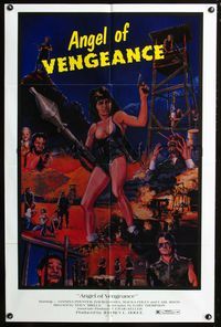 3g949 WAR CAT one-sheet movie poster '87 Angel of Vengeance, sexy babe w/grenade launcher art!