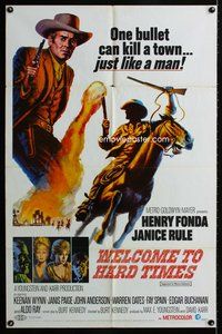 3g960 WELCOME TO HARD TIMES one-sheet movie poster '67 cool artwork of cowboy Henry Fonda!