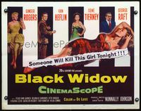 3h348 BLACK WIDOW half-sheet '54 Ginger Rogers, Gene Tierney, Van Heflin, George Raft, sexy art!