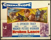 3h353 BROKEN LANCE 1/2sheet '54 art of Spencer Tracy, Robert Wagner, Jean Peters & Richard Widmark!