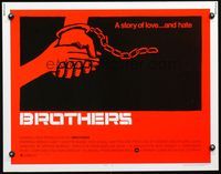 3h354 BROTHERS half-sheet '77 Bernie Casey, Vonetta McGee, cool holding hands art by Saul Bass!