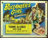 3h355 BUCCANEER'S GIRL half-sheet movie poster '50 sexy swashbuckler Yvonne DeCarlo w/Philip Friend!