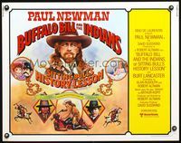 3h356 BUFFALO BILL & THE INDIANS 1/2sheet '76 art of Paul Newman as William F. Cody by Willardson!