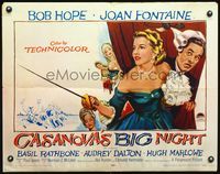 3h367 CASANOVA'S BIG NIGHT style A 1/2sh '54 artwork of Bob Hope behind sexy Joan Fontaine w/sword!