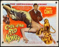 3h368 CASE OF THE RED MONKEY style B half-sheet '55 Richard Conte solves the impossible crime!