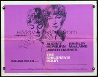 3h374 CHILDREN'S HOUR half-sheet poster '62 close up artwork of Audrey Hepburn & Shirley MacLaine!