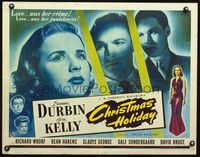 3h376 CHRISTMAS HOLIDAY half-sheet movie poster '44 love was Deanna Durbin's crime and punishment!