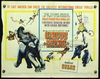 3h378 CIRCUS STARS half-sheet movie poster '60 cool wild animals & Russian traveling circus artwork!