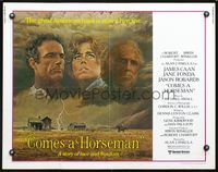 3h382 COMES A HORSEMAN 1/2sheet '78 cool art of James Caan, Jane Fonda & Jason Robards in the sky!