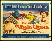 3h656 VIRGIN QUEEN half-sheet poster '55 Bette Davis, Joan Collins & swashbuckler Richard Todd!