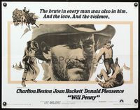 3h668 WILL PENNY half-sheet movie poster '68 Charlton Heston, Joan Hackett, Donald Pleasance