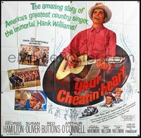 3k110 YOUR CHEATIN' HEART six-sheet '64 great image of George Hamilton as Hank Williams with guitar!