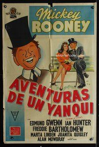 3k894 YANK AT ETON Argentinean '42 great cartoon art of Mickey Rooney + sitting on bench with babe!