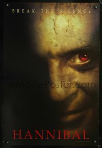 3p332 HANNIBAL teaser one-sheet poster '00 Anthony Hopkins as Dr. Lector, Ray Liotta, Julianne Moore