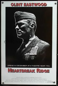 3p341 HEARTBREAK RIDGE advance one-sheet '86 image of Clint Eastwood as highly-decorated soldier!