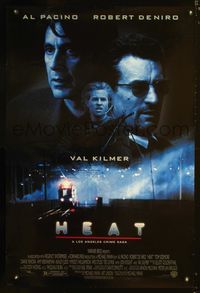 3p342 HEAT DS one-sheet movie poster '95 great portraits of Al Pacino, Robert De Niro, & Val Kilmer!